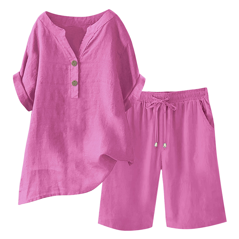 Ensemble 2 pièces en coton et lin pour femme