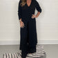 Ensemble femme 2 pièces ample – haut long fendu et pantalon