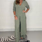 Ensemble femme 2 pièces ample – haut long fendu et pantalon