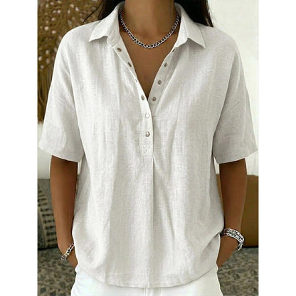 T-shirt décontracté à manches courtes et col en V pour femme