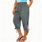 👖 OFFRE LIMITÉE : 50 % DE RÉDUCTION ! ✨ Pantalon Capri femme à taille élastique – Respirant, extensible, détail noué sur le côté 🌿