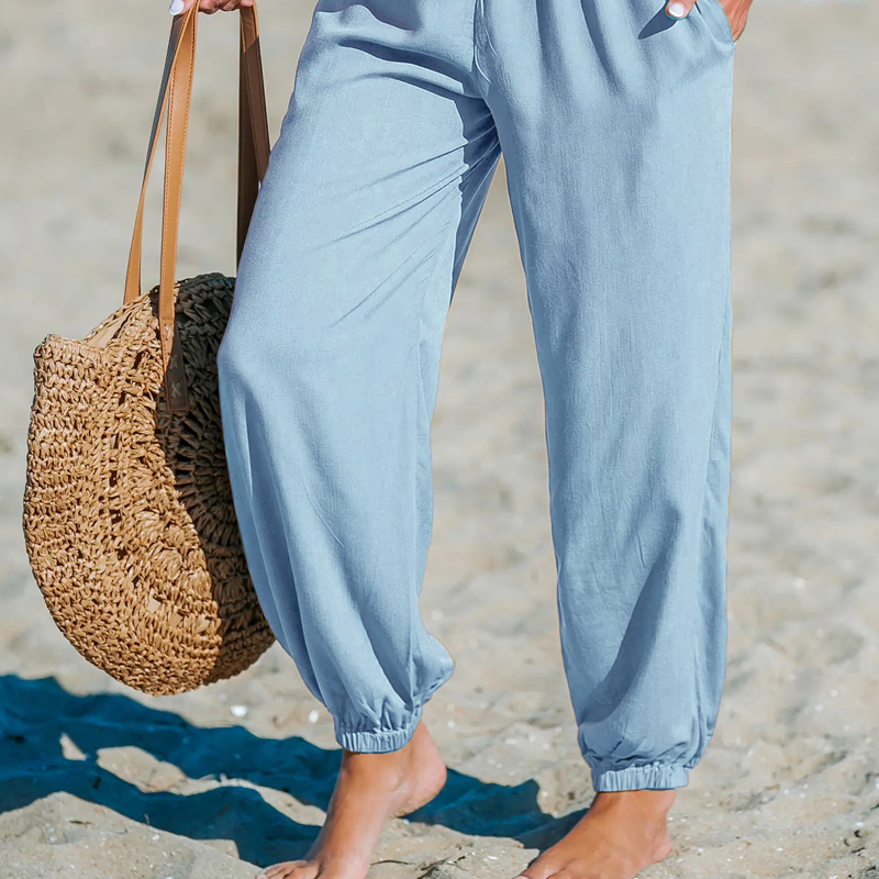 Pantalon sarouel smocké taille haute pour femme 🌞Un look estival décontracté et tout en confort✨