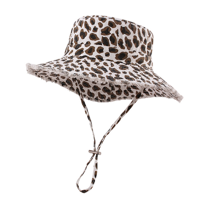 Chapeau de pêche à imprimé léopard pour femmes, avec protection solaire