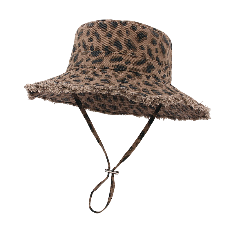 Chapeau de pêche à imprimé léopard pour femmes, avec protection solaire