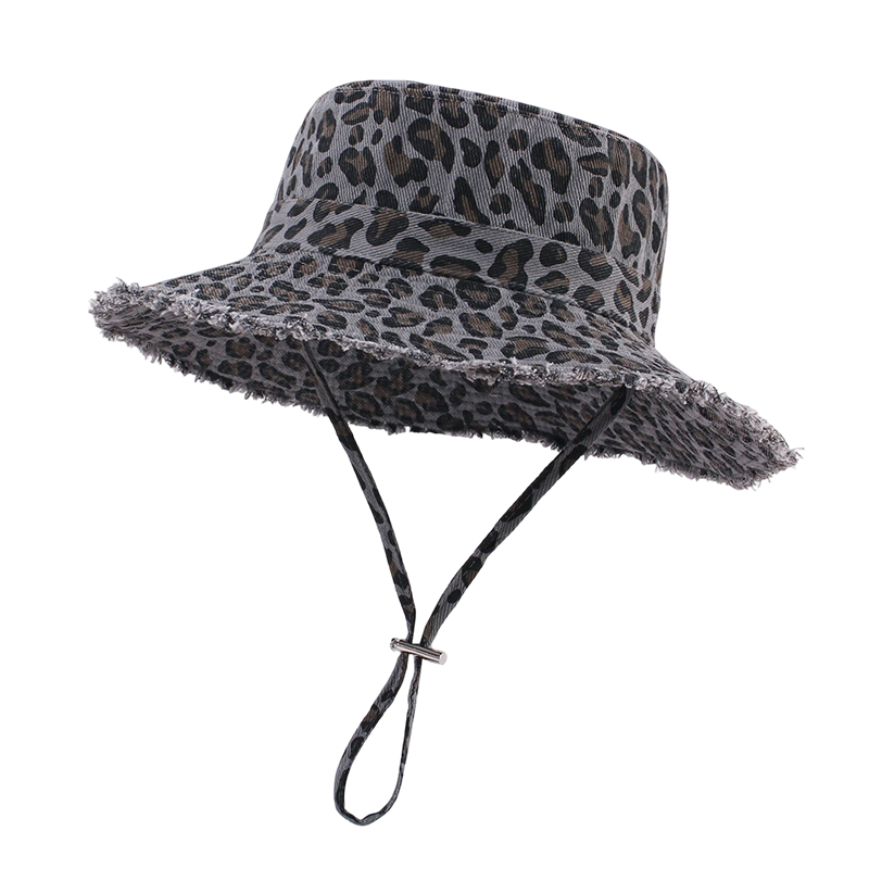 Chapeau de pêche à imprimé léopard pour femmes, avec protection solaire