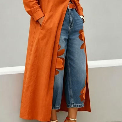 👖 50% DE RÉDUCTION 🌸 Jean large femme brodé fleuri – Artisanal, moderne & confortable – Tendance, doux & parfait pour un look printanier ou estival – avec une touche artisanale 🌼