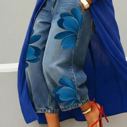 👖 50% DE RÉDUCTION 🌸 Jean large femme brodé fleuri – Artisanal, moderne & confortable – Tendance, doux & parfait pour un look printanier ou estival – avec une touche artisanale 🌼