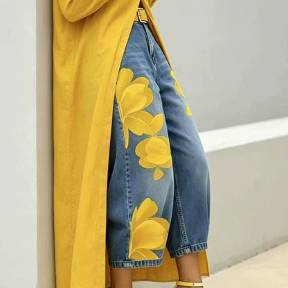 👖 50% DE RÉDUCTION 🌸 Jean large femme brodé fleuri – Artisanal, moderne & confortable – Tendance, doux & parfait pour un look printanier ou estival – avec une touche artisanale 🌼