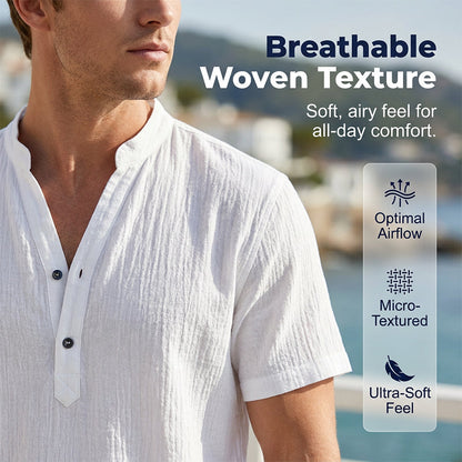 T-shirt décontracté pour homme, couleur unie, col en V