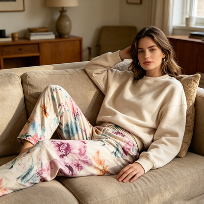 Pantalon décontracté à imprimé floral pour femme