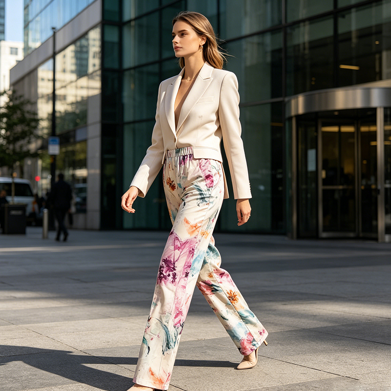 Pantalon décontracté à imprimé floral pour femme