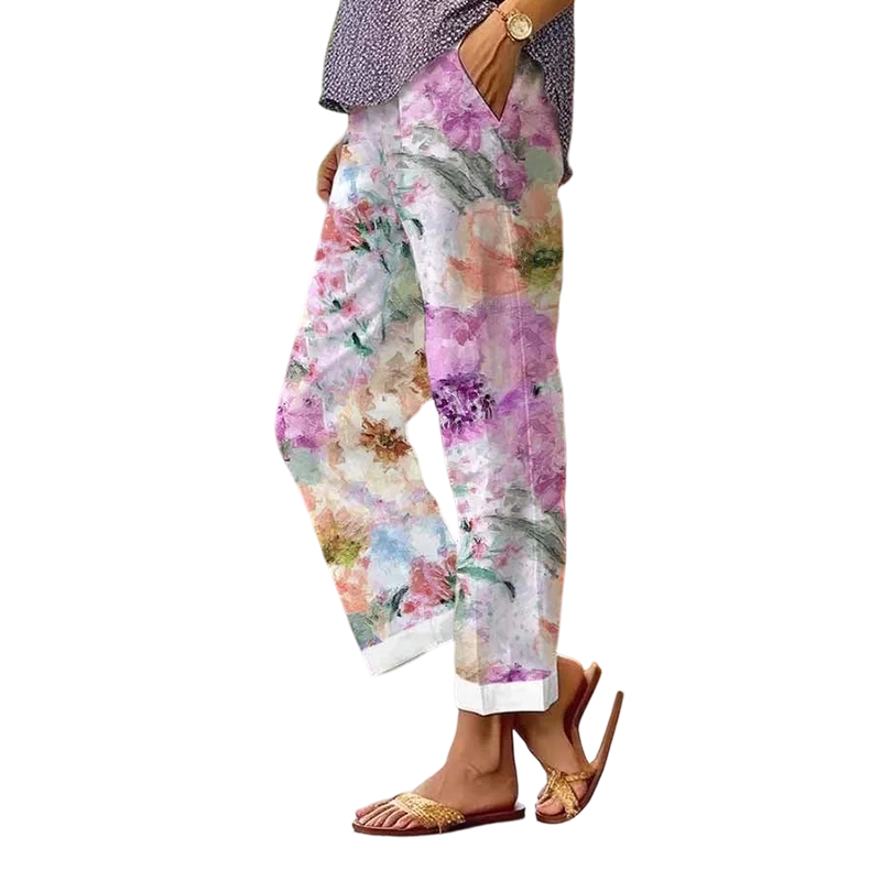 Pantalon décontracté à imprimé floral pour femme