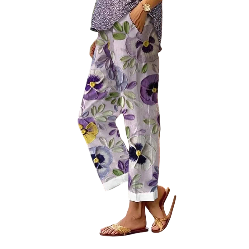 Pantalon décontracté à imprimé floral pour femme