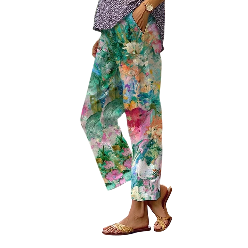 Pantalon décontracté à imprimé floral pour femme