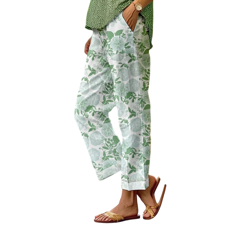 Pantalon décontracté à imprimé floral pour femme