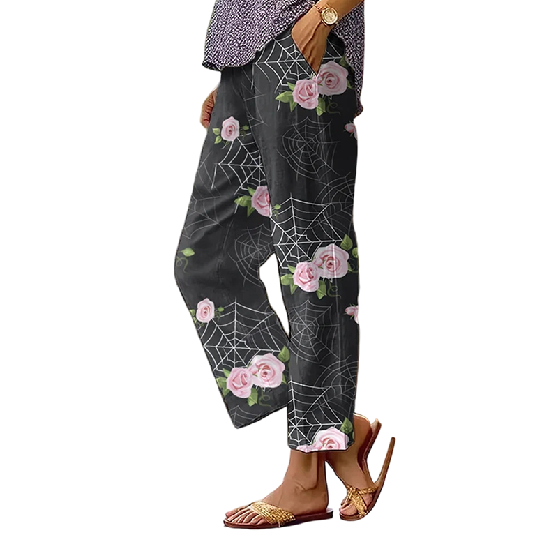 Pantalon décontracté à imprimé floral pour femme