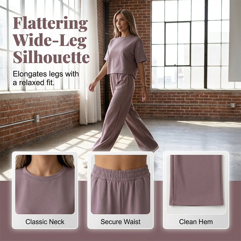🌿💘 PROMO FLASH 50% ! Ensemble Décontracté Femme 2 Pièces – Tissu Premium Doux, Pantalon Large Confy, Silhouette Fluide, Parfait pour la Maison & le Quotidien 🏡
