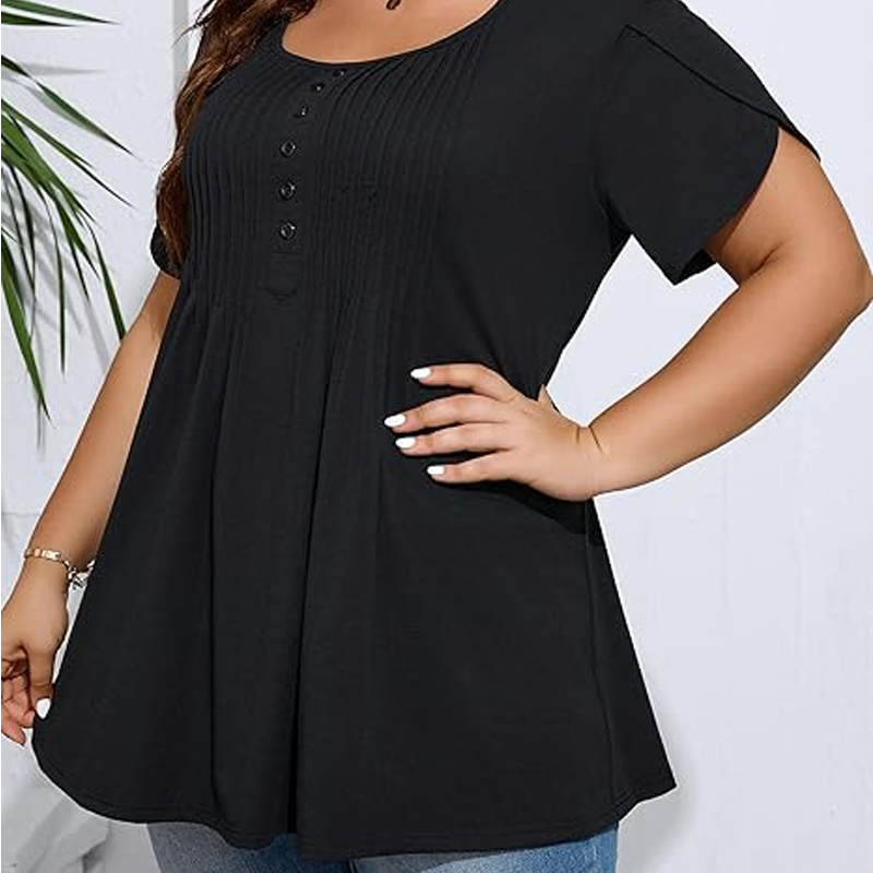 👚 50% DE RÉDUCTION ✨ T-shirt femme à plis devant & manches bouffantes – Doux, respirant & élégant – Parfait pour le bureau, le brunch ou les journées de printemps 🌸