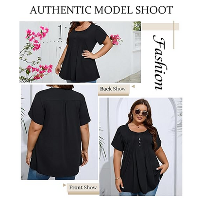 👚 50% DE RÉDUCTION ✨ T-shirt femme à plis devant & manches bouffantes – Doux, respirant & élégant – Parfait pour le bureau, le brunch ou les journées de printemps 🌸
