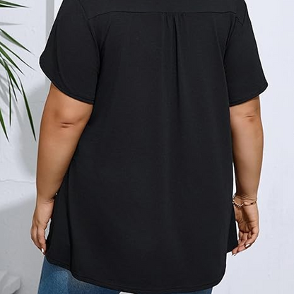 👚 50% DE RÉDUCTION ✨ T-shirt femme à plis devant & manches bouffantes – Doux, respirant & élégant – Parfait pour le bureau, le brunch ou les journées de printemps 🌸