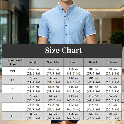 Chemise à manches courtes et col montant pour homme