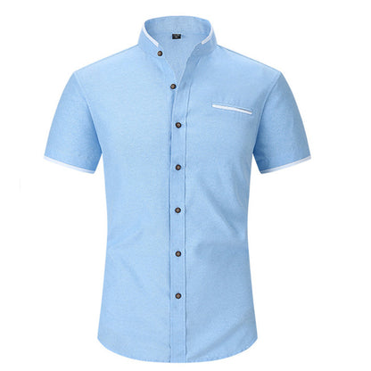 Chemise à manches courtes et col montant pour homme