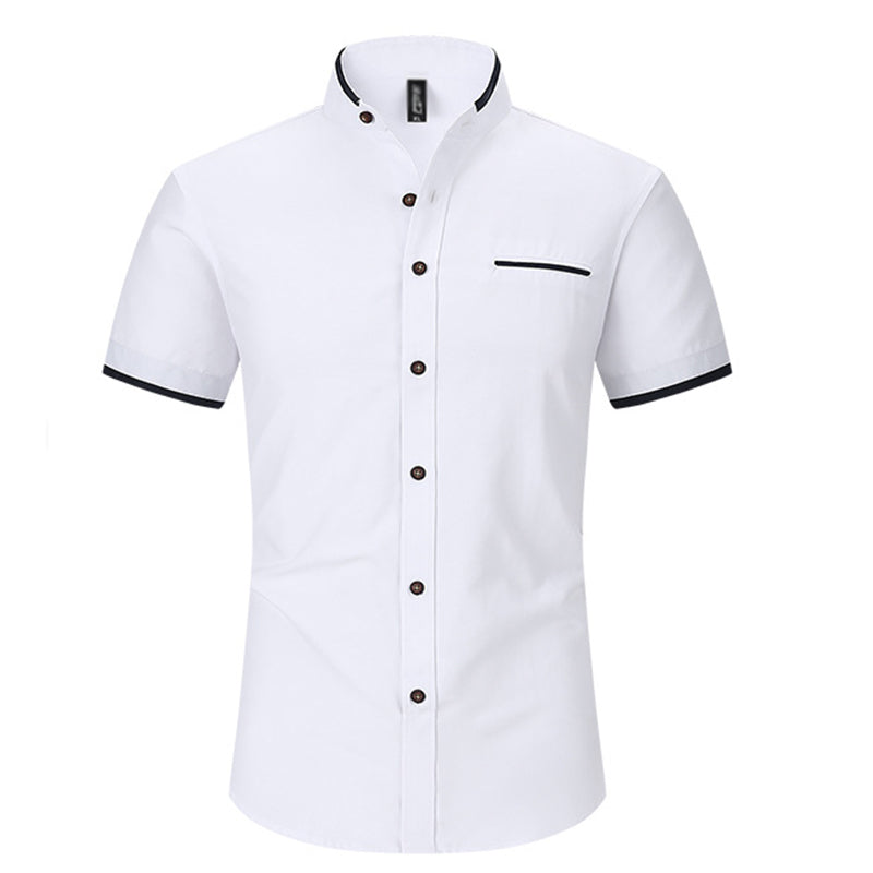 Chemise à manches courtes et col montant pour homme