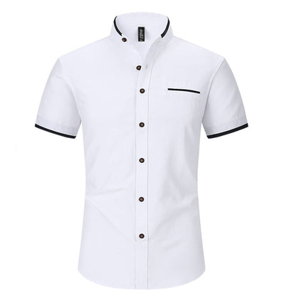 Chemise à manches courtes et col montant pour homme