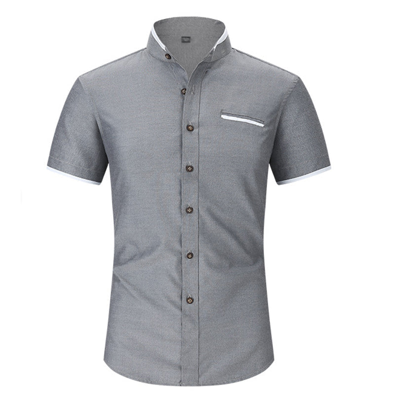Chemise à manches courtes et col montant pour homme