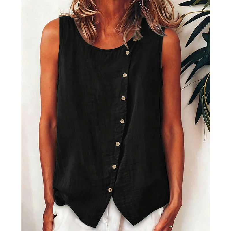 Tunique femme ample boutonnée – sans manches