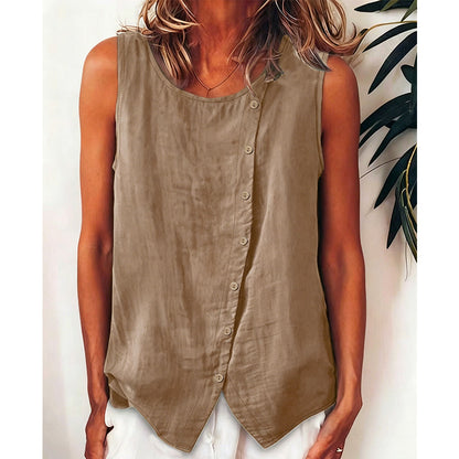 Tunique femme ample boutonnée – sans manches