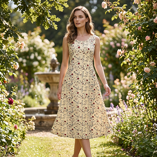 👗 Robe longue à fleurs sans manches pour femme — poches latérales, élégante et confortable 🌸