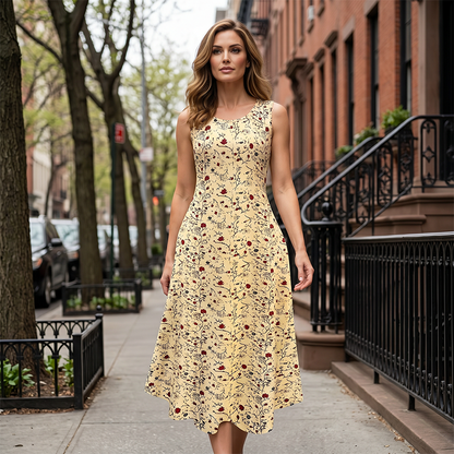 👗 Robe longue à fleurs sans manches pour femme — poches latérales, élégante et confortable 🌸