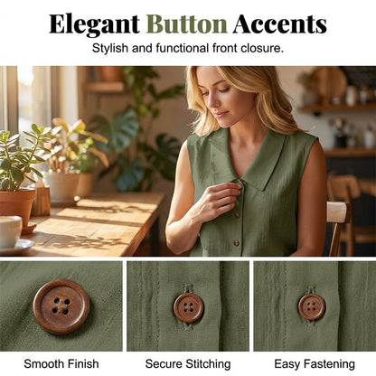 Blouse à col en V et boutons pour femme