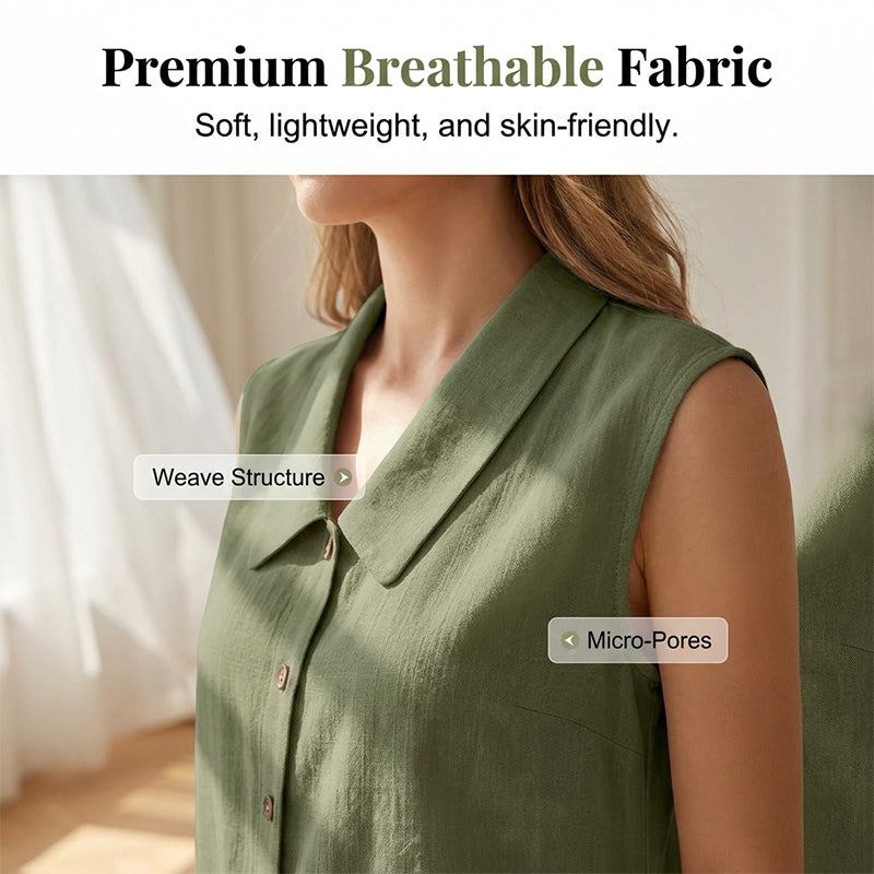 Blouse à col en V et boutons pour femme