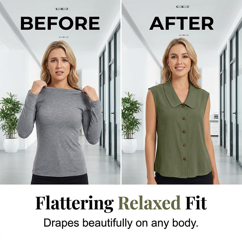 Blouse à col en V et boutons pour femme