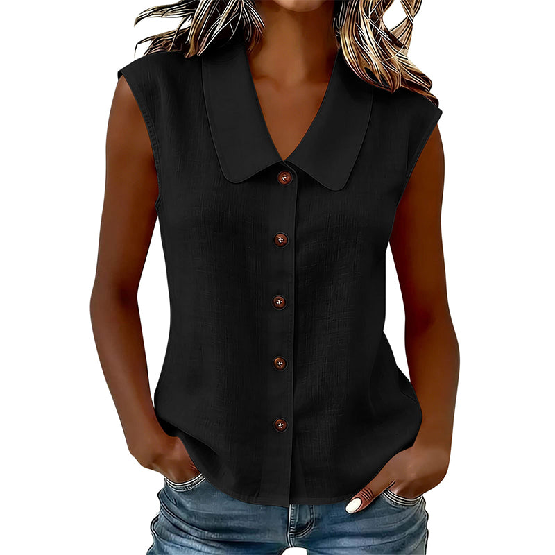 Blouse à col en V et boutons pour femme