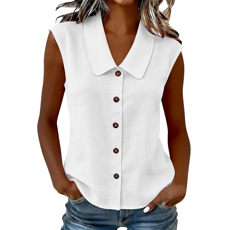 Blouse à col en V et boutons pour femme