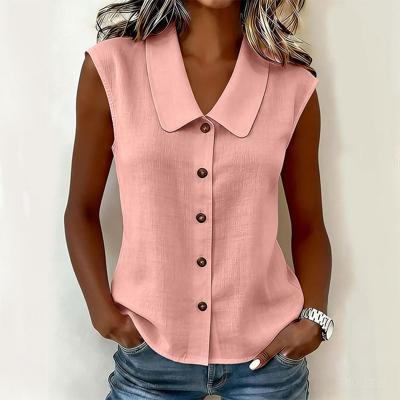 Blouse à col en V et boutons pour femme