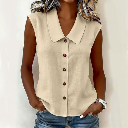 Blouse à col en V et boutons pour femme