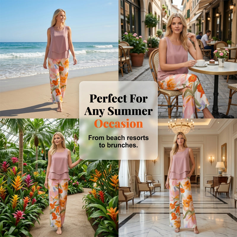 Ensemble femme 2 pièces imprimé floral