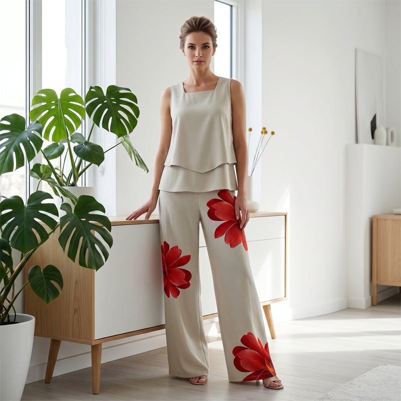 Ensemble femme 2 pièces imprimé floral