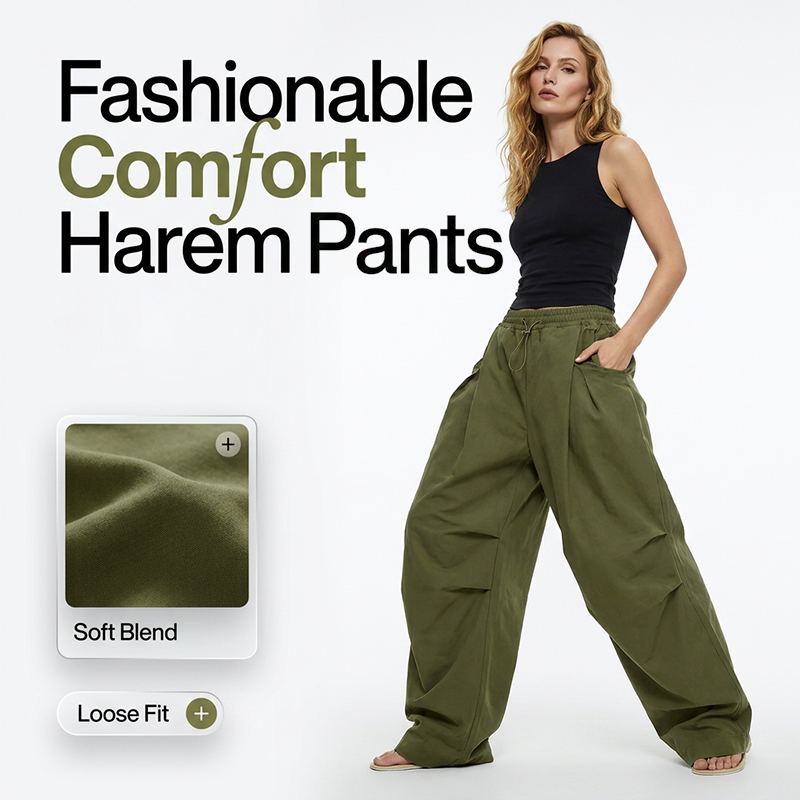 👖✨ PROMO FLASH 50% ! Pantalon Lanterne Ample à Plis – Taille Cordon Réglable, Poches Latérales, Tissu Doux & Respirant, Style Streetwear Décontracté 🌬️