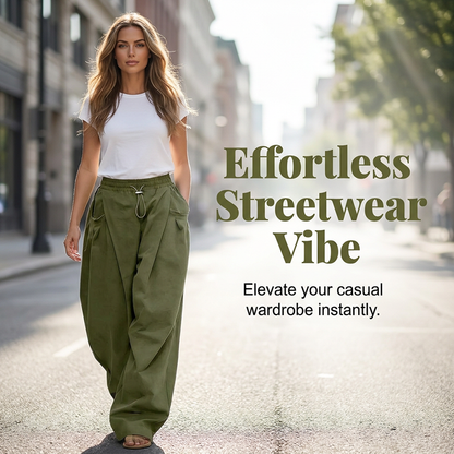 👖✨ PROMO FLASH 50% ! Pantalon Lanterne Ample à Plis – Taille Cordon Réglable, Poches Latérales, Tissu Doux & Respirant, Style Streetwear Décontracté 🌬️