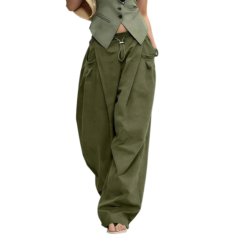👖✨ PROMO FLASH 50% ! Pantalon Lanterne Ample à Plis – Taille Cordon Réglable, Poches Latérales, Tissu Doux & Respirant, Style Streetwear Décontracté 🌬️