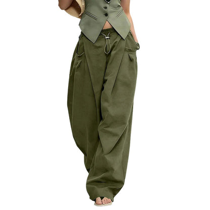 👖✨ PROMO FLASH 50% ! Pantalon Lanterne Ample à Plis – Taille Cordon Réglable, Poches Latérales, Tissu Doux & Respirant, Style Streetwear Décontracté 🌬️