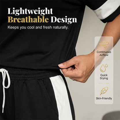 Ensemble femme confortable – haut et pantalon à taille élastique avec cordon