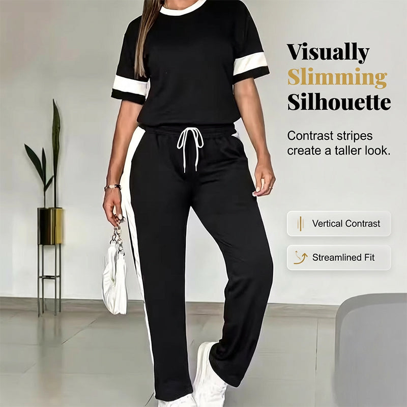 Ensemble femme confortable – haut et pantalon à taille élastique avec cordon