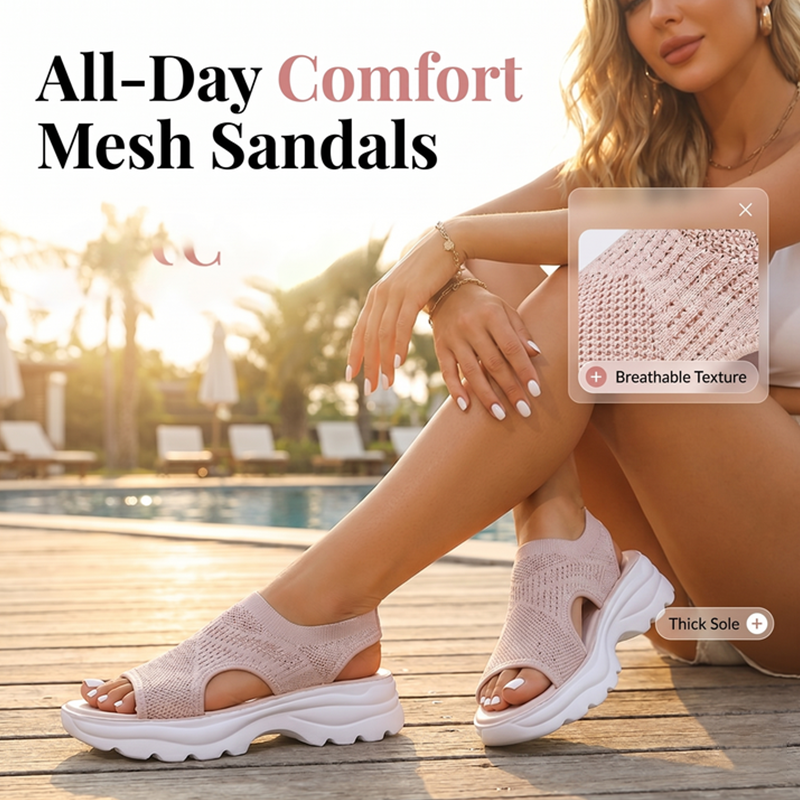 Sandales Plateforme Femme en Maille Respirante