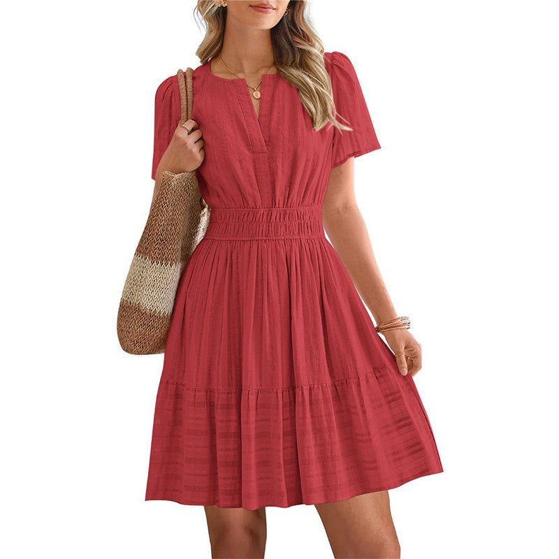 👗 50% DE RÉDUCTION 🥳 Mini-robe à manches courtes et à volants pour femme – Soldes 2026 – Fluide, légère & parfaite pour l’été, les vacances ou les soirées décontractées 🌸